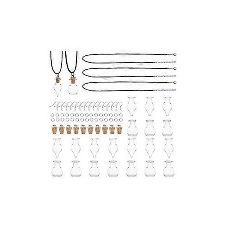 Set de Sticle Mini Vitrate pentru Decoruri de Nunta si Petreceri, Transparent, cu Dopuri