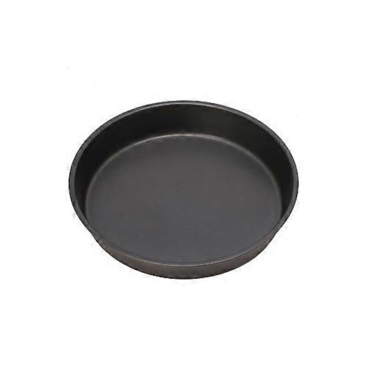 24 cm-es, mély, kerek, fekete acél pizzasütő tepsi