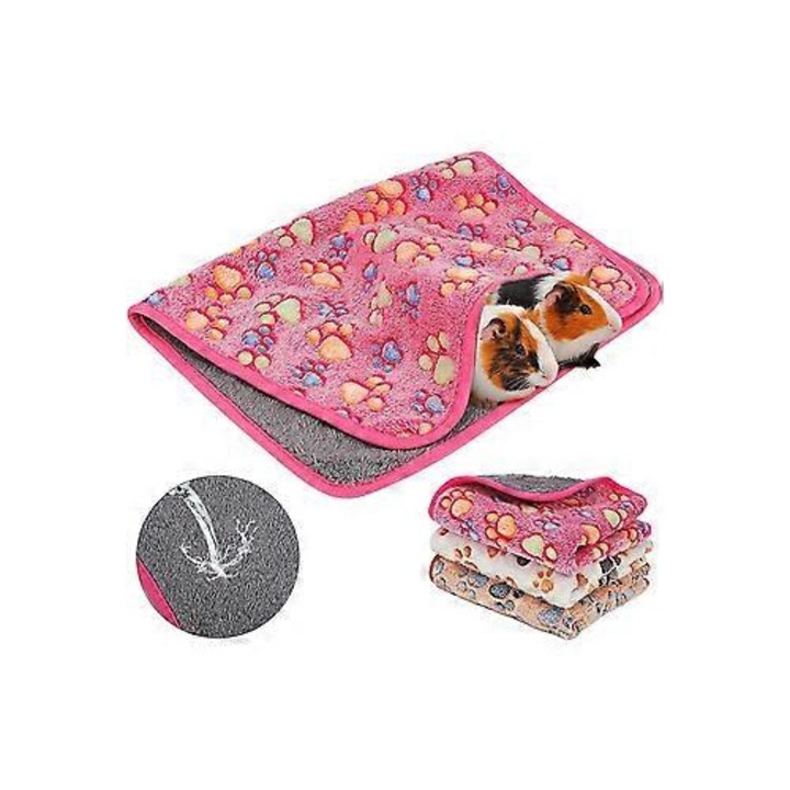 Set culcus pentru animale, din flanel, 60x40cm, pentru porcusori de Guineea, 3 buc