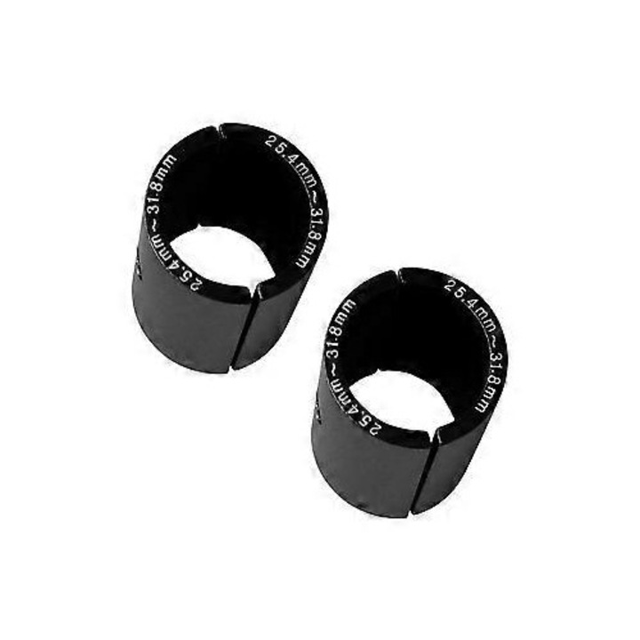 Set 2 adaptoare manson ghidon bicicleta, aluminiu, 25.4mm la 31.8mm, negru