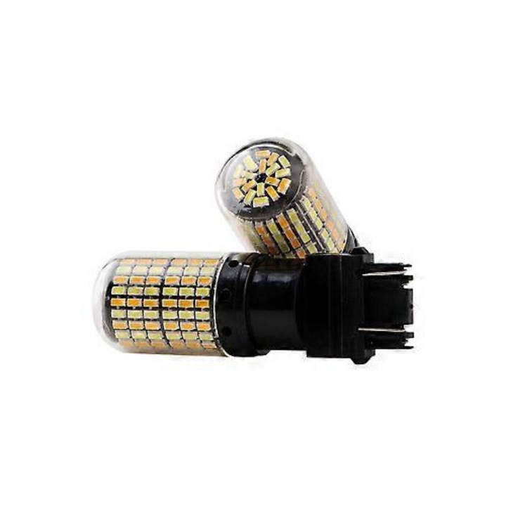 Set 2 Becuri LED 3757 3157 4157NA Alb Amber Semnalizare Parcare