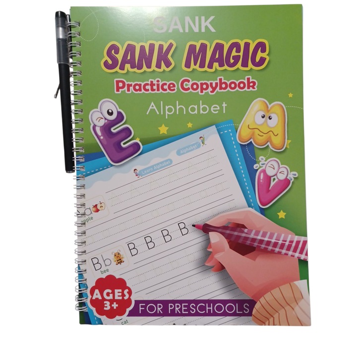 Caiet Prescolari Cu Santuri Stantate Pentru Exersarea Scrierii Literelor Mari Si Mici, 16 file, 205*285 mm, Vision XXI, Cu Pix Pentru Scriere