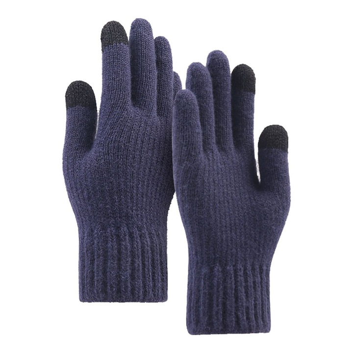 Manusi Unisex, 22cm, S68, Textil, Albastru Marin