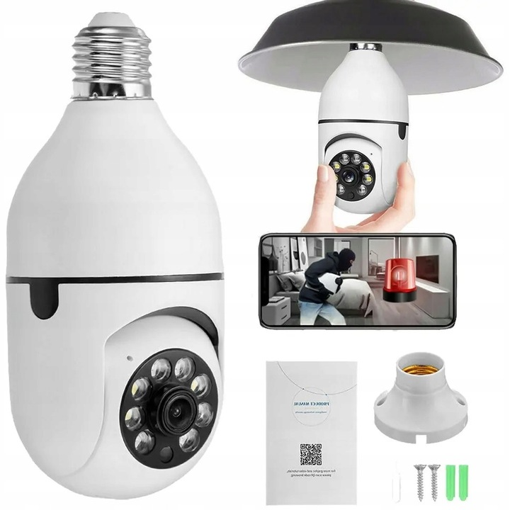 Camera rotativa de exterior, IP, zoom 4x, Full HD 1080p, functie pan-tilt, detectare miscare, comunicare vocala, vedere nocturna, WiFi, aplicatie mobila, setul include: camera, manual de utilizare, material: plastic, caracteristici: rezolutie 1080p, supor