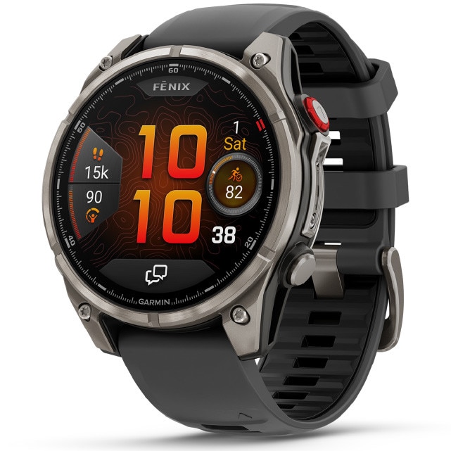 Smartwatch Garmin fenix 8 Pro, AMOLED, LTE, 47mm, Sapphire, Titan, curea din silicon Graphite/Black