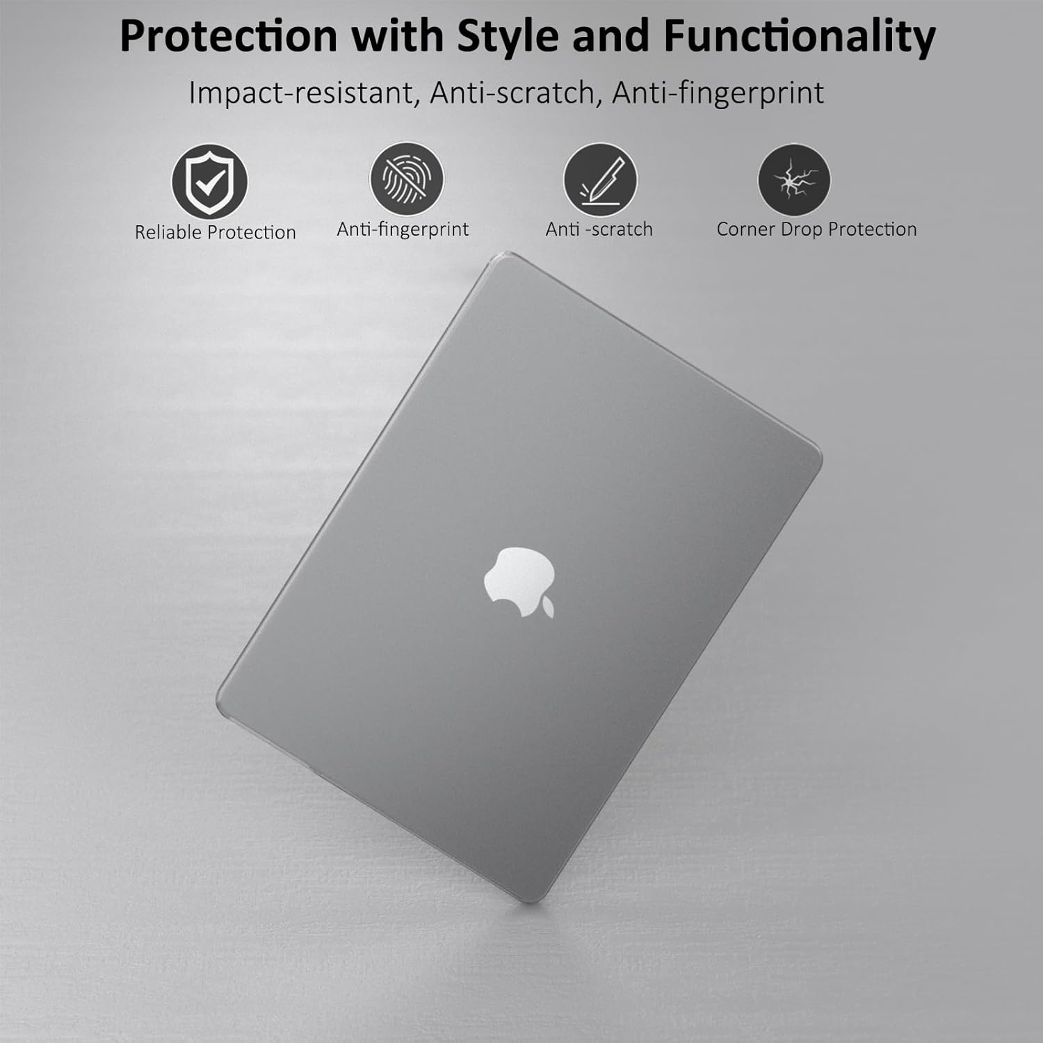 EXCITAT® Husa rigida mata compatibila cu MacBook Pro 14" (A3112 / A3185 / A3401 / A2918 / A2992 / A2779 / A2442) – Carcasa semi-transparenta cu textura anti-amprenta, folie de tastatura EU si protectie ecran, pentru M4 / M3 / M2 / M1, Gri