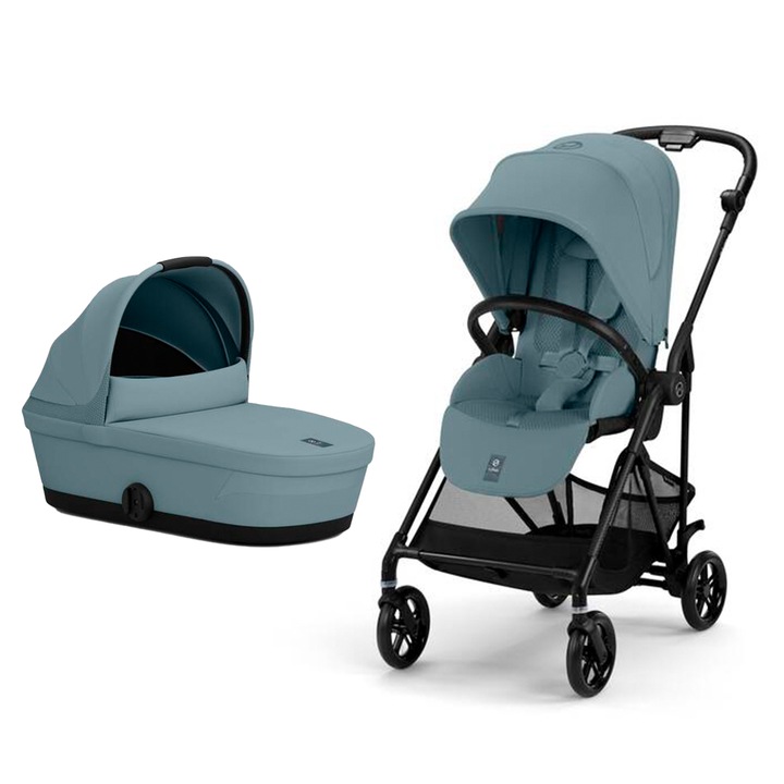 Детска количка 2 в 1 Cybex Gold Melio Carbon B, Stormy Blue, синьо