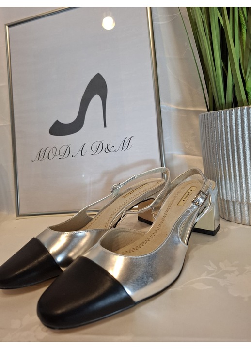 Sandale argintii cu toc 38