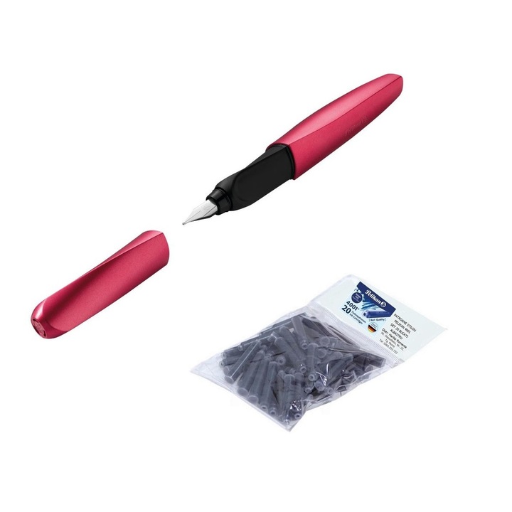 Set stilou Pelikan Twist Fresh Melon, penita M, cu 20 rezerve cerneala Pelikan