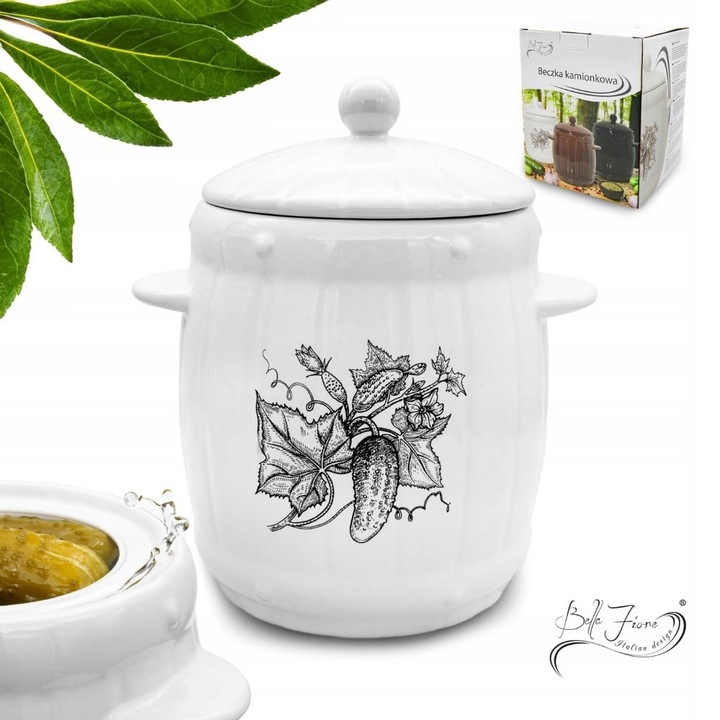 Butoi ermetic din gresie de 4 litri pentru murat castraveti si varza alba Bella Fiore 41631