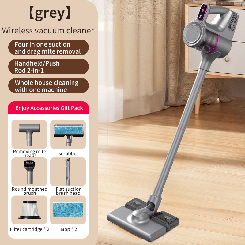 Aspirator fără fir ORBER, 100W, curățare umedă și uscată, recipient praf 400ml, rezervor apă 300ml, gri, 25x89cm