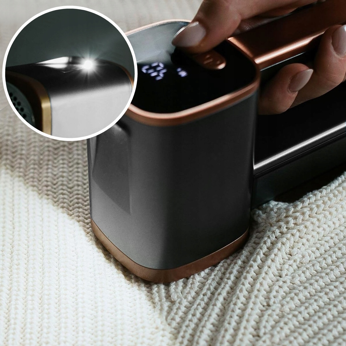 Aparat de ras pentru haine, tesaturi, pulovere, tapiterie, puternic, cu acumulator de 2000mAh, USB, LED