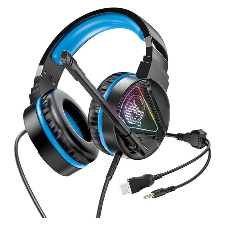 LED Gaming Fejhallgató Omnidirekcionális Mikrofonnal HOCO W104 Drift