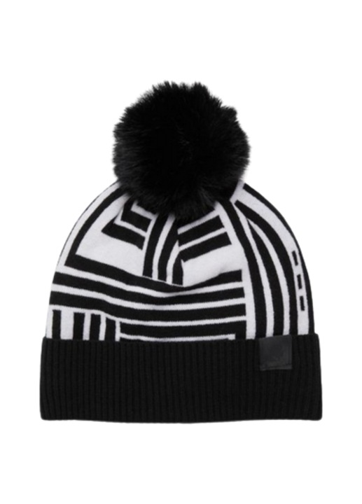 Шапка с помпон, Karl Lagerfeld, ПОМ ПОМ, черна, универсална