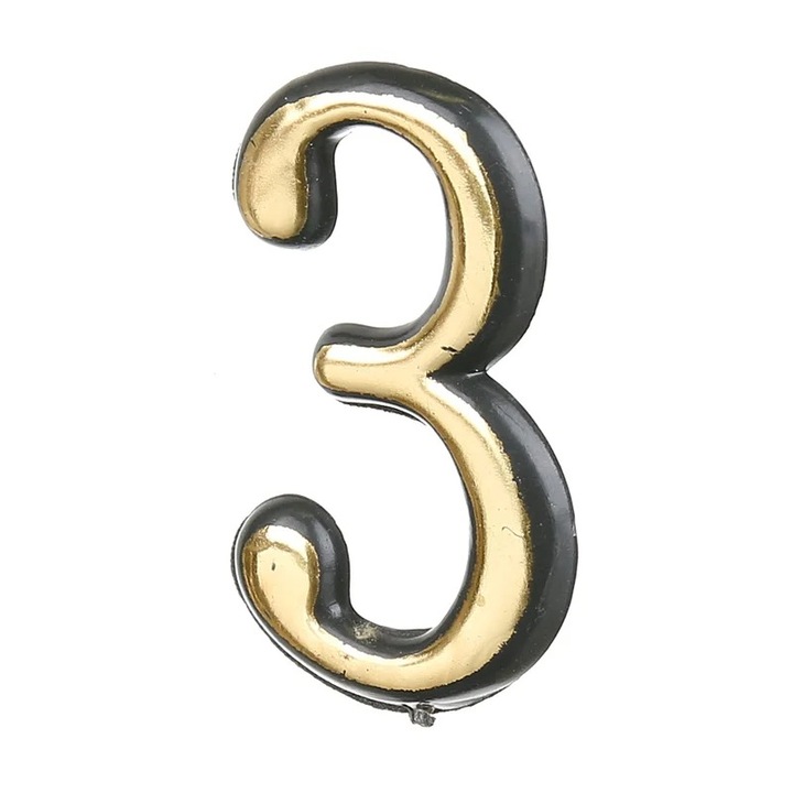 Numar Casa Cifra 3 Autoadeziv Plastic Auriu 55x35mm Usa Poarta Shopiens®