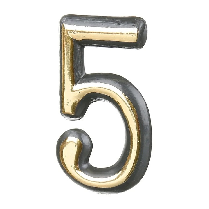 Numar Casa Cifra 5 Autoadeziv Plastic Auriu 55x35mm Usa Poarta Shopiens®