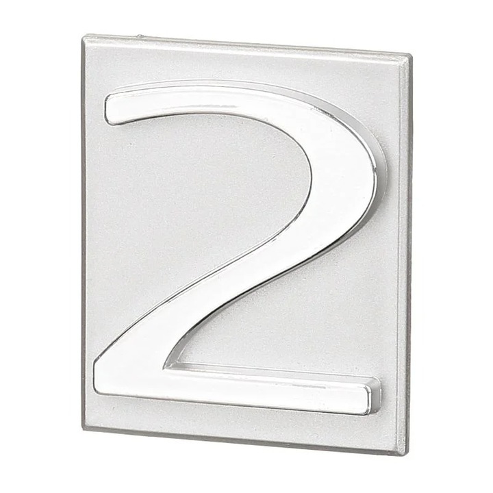 Numar Casa Cifra 2 Autoadeziv PVC 40x47mm Argintiu Pentru Usa Poarta Shopiens®
