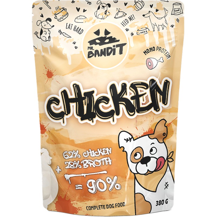 Mr. Bandit MonoProtein nedves kutyaeledel, csirke szószban, 380g