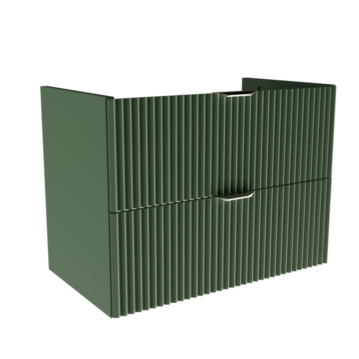 Dulap pentru lavoar Wena Meble, fronturi canelate, fara blat Willy, 80x60x47 cm, Verde