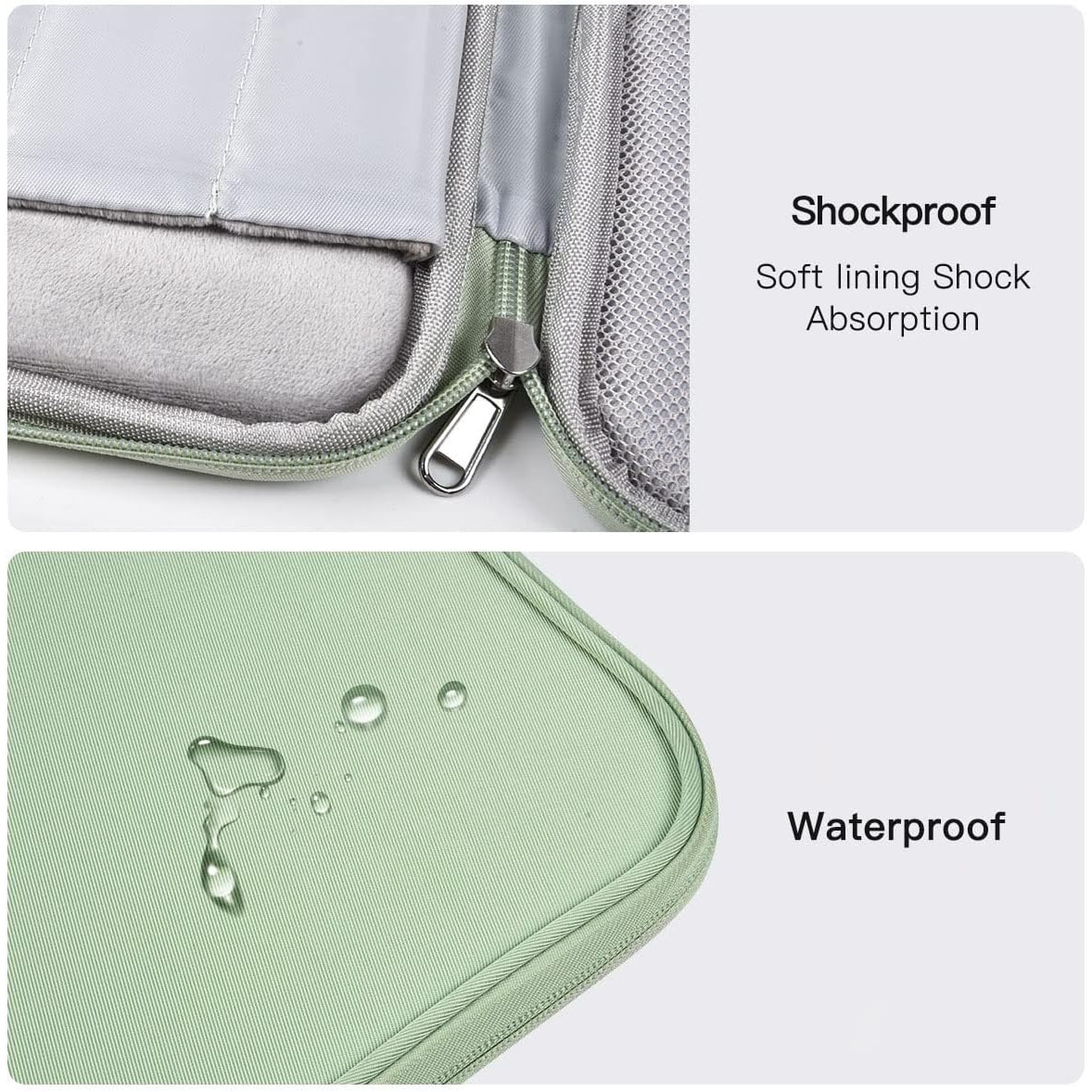 Husa universala pentru laptop sau tableta, 13 inci, depozitare multistrat, material nailon rezistent la apa si uzura, compacta si portabila, verde proaspat