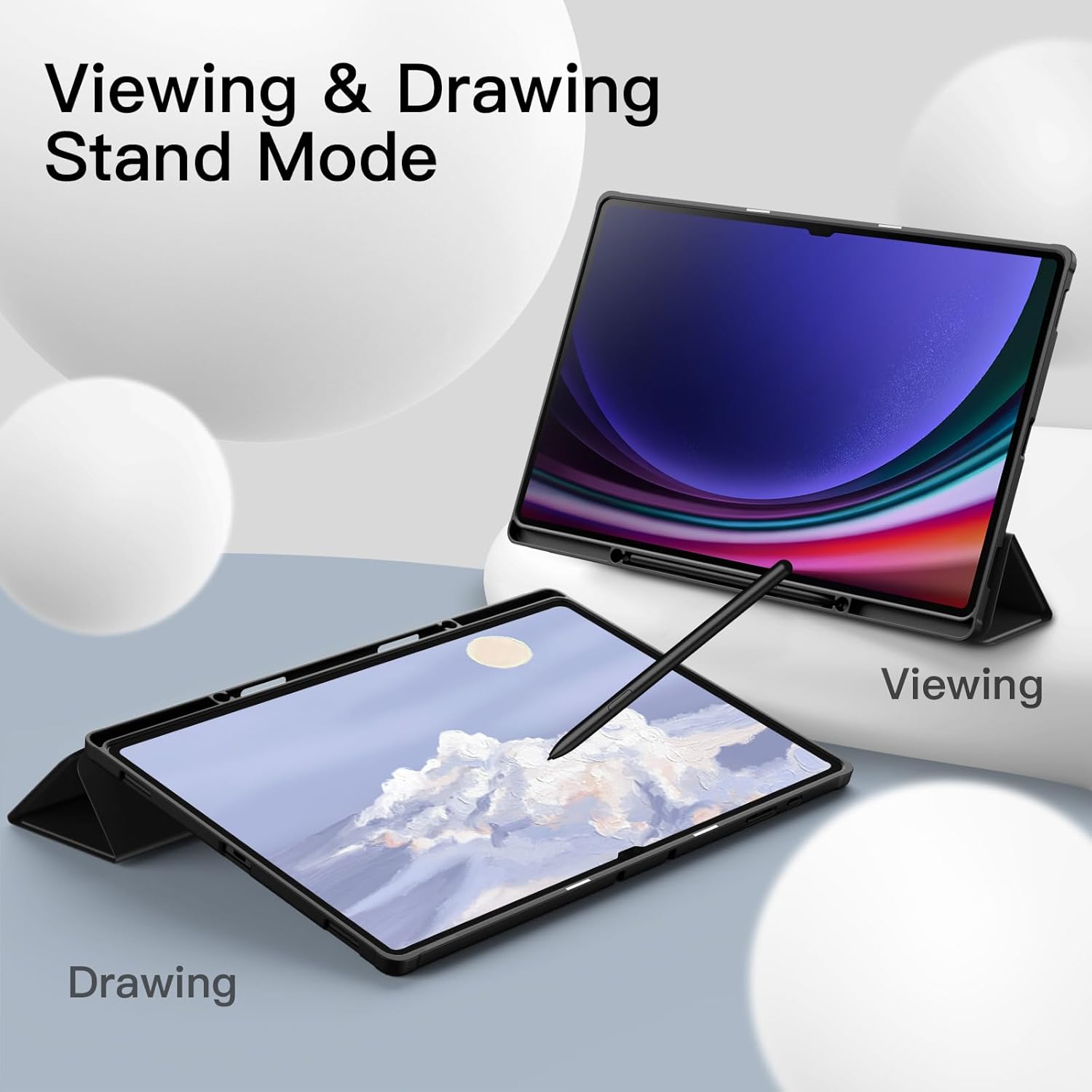 Husa Sigloo pentru Samsung Galaxy Tab S10/S9 Ultra 14.6", suport S Pen, stand tri-fold, auto wake/sleep, Blue