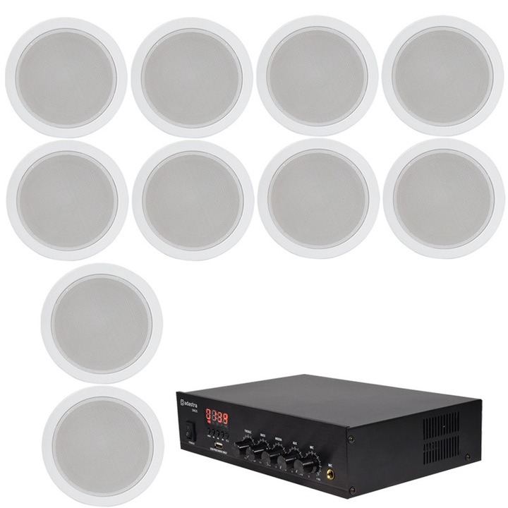 Sistem Audio 10 Boxe Plafon cu Statie 100V Adastra EC5WT Bundle 10