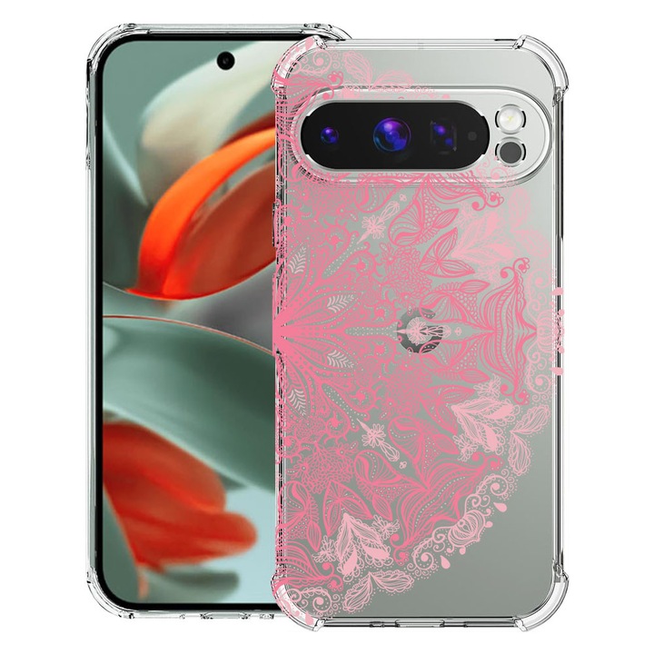 BestCase® Husa Anti Shock 1.5mm Compatibil cu Google Pixel 10 Pro / Pixel 10, cu Design Lace Pink, Reinforced 4 Corners, 3119593 AS 21
