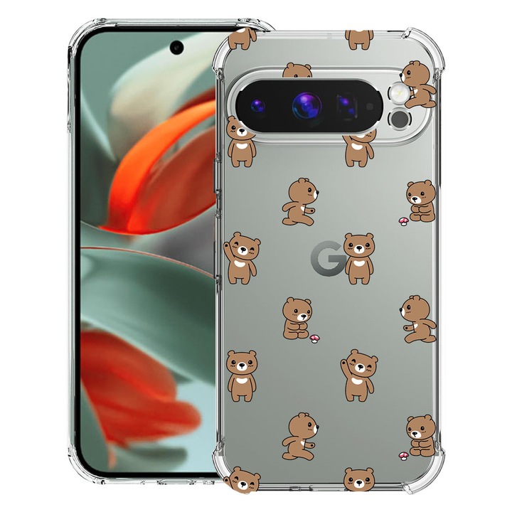 BestCase® Husa Anti Shock 1.5mm Compatibil cu Google Pixel 10 Pro / Pixel 10, cu Design Teddy Bear Pattern, Reinforced 4 Corners, 3119593 AS 970