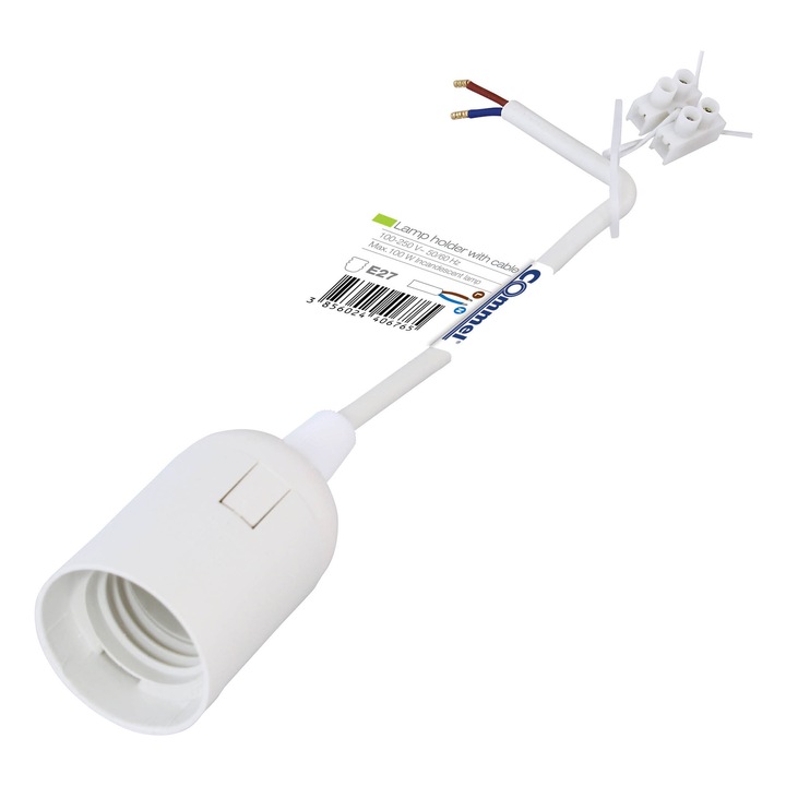 Dulie E27 cu cablu 2X0.75, L-17cm, Alb