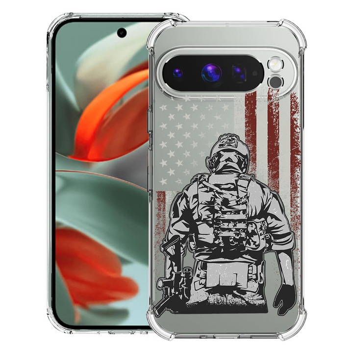 BestCase® Husa Anti Shock 1.5mm Compatibil cu Google Pixel 10 Pro / Pixel 10, cu Design American Soldier, Reinforced 4 Corners, 3119593 AS 1832