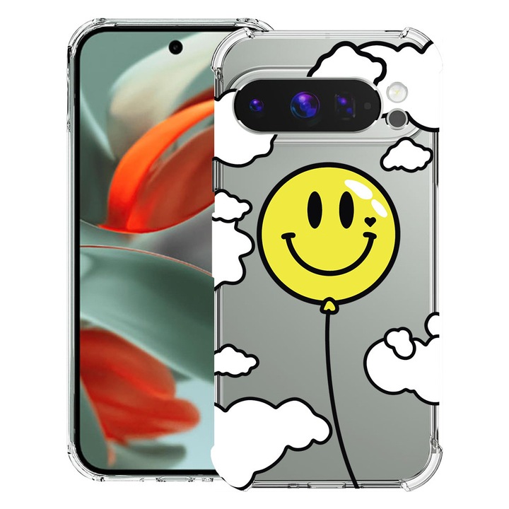 BestCase® Husa Anti Shock 1.5mm Compatibil cu Google Pixel 10 Pro / Pixel 10, cu Design Balloon Smiley, Reinforced 4 Corners, 3119593 AS 957