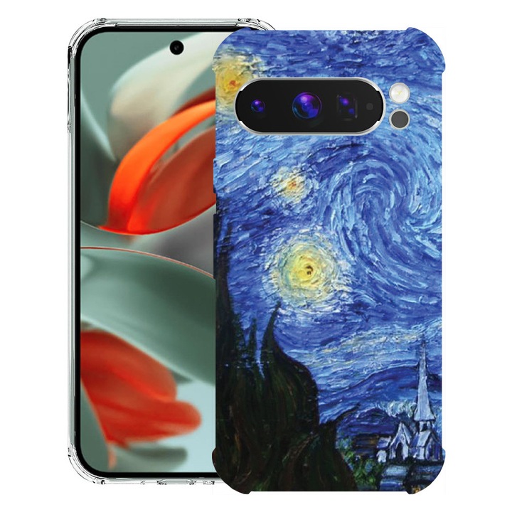 BestCase® Husa Anti Shock 1.5mm Compatibil cu Google Pixel 10 Pro / Pixel 10, cu Design Van Gogh - Starry Night, Reinforced 4 Corners, K2 3119593 AS 1269