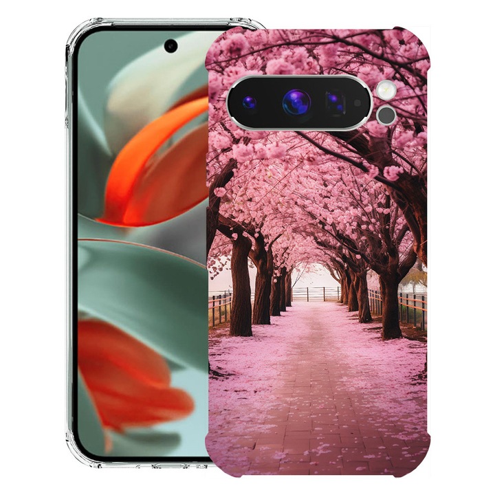 BestCase® Husa Anti Shock 1.5mm Compatibil cu Google Pixel 10 Pro / Pixel 10, cu Design Cherry Blossom Trees, Reinforced 4 Corners, 3119593 AS 1379