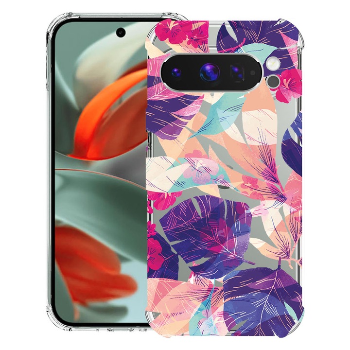 BestCase® Husa Anti Shock 1.5mm Compatibil cu Google Pixel 10 Pro / Pixel 10, cu Design Tropical Flowers, Reinforced 4 Corners, 3119593 AS 71
