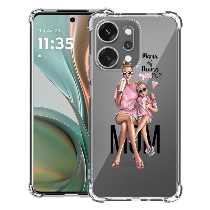 BestCase® Ütésálló tok OPPO Reno14 5G-hez, „Girl Mom Mama of Drama” dizájnnal, 2052057 AS 558