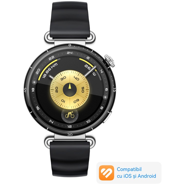 Smartwatch Huawei Watch GT 6, 41MM, Black Stainless Steel Case, Black Fluoroelastomer Strap
