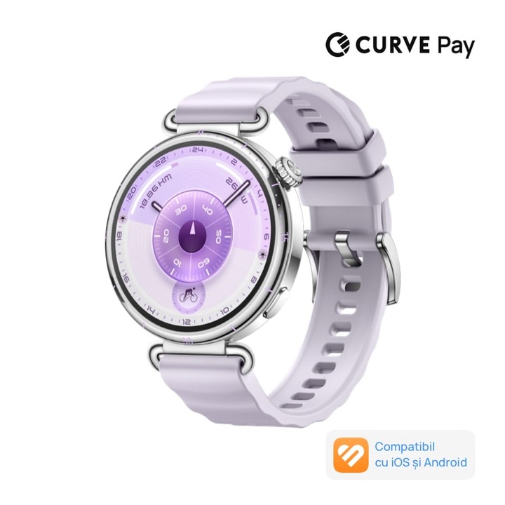Smartwatch Huawei Watch GT 6, 41MM, Steel Stainless Steel Case, Purple Fluoroelastomer Strap