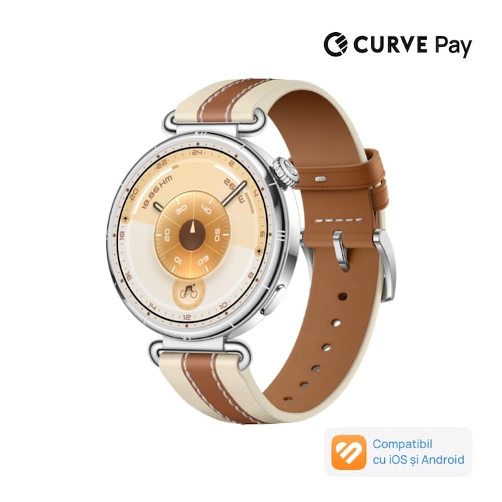 Smartwatch Garmin Forerunner 170, 43 mm, AMOLED, GPS, Android/iOS, Garmin Pay, curea silicon, Whitestone/Cloud Blue