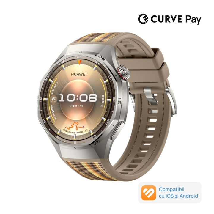 Smartwatch Huawei Watch GT 6 Pro, 46MM, Titanium Alloy Case, Brown Woven Strap