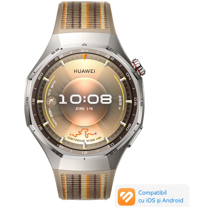 Smartwatch Huawei Watch GT 6 Pro, 46MM, Titanium Alloy Case, Brown Woven Strap