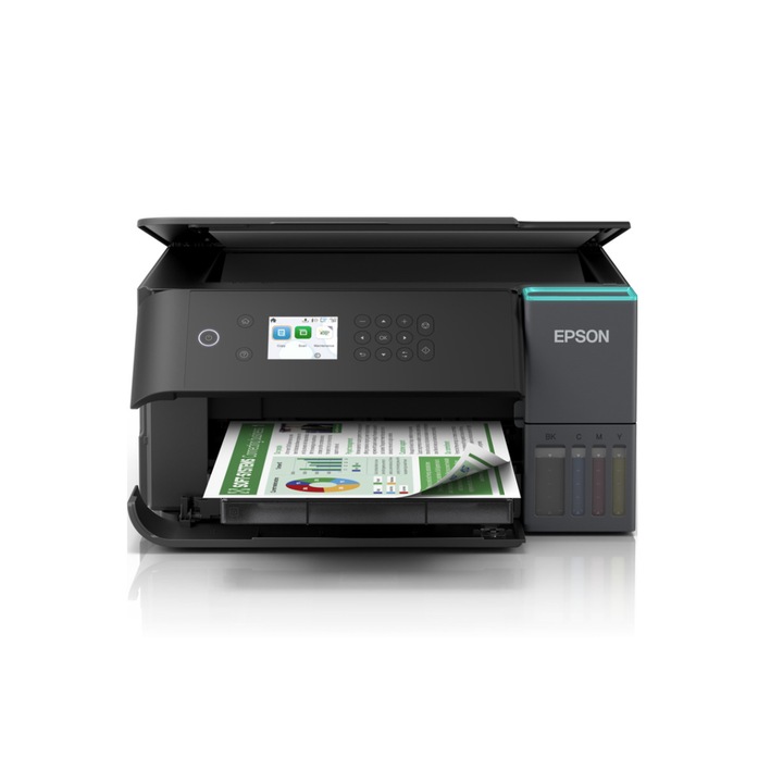 Многофункционален цветен мастиленоструен принтер CISS Epson EcoTank L6360, A4, Duplex, Wi-Fi, 4800x1200dpi, Черен