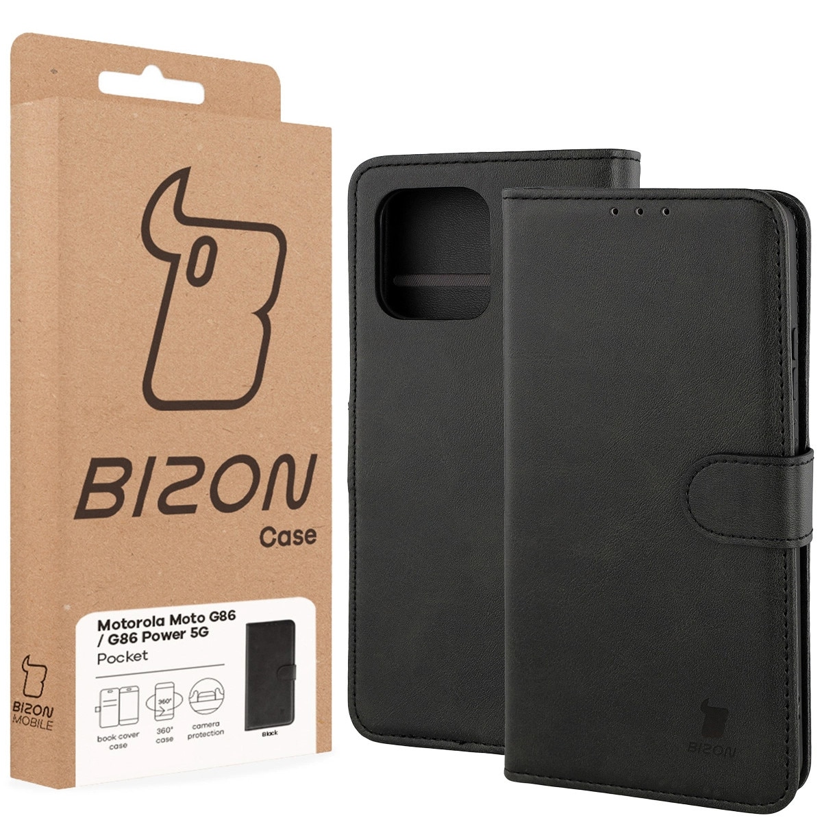 Husa, Bizon Case Pocket pentru Motorola Moto G86 5G / G86 Power 5G, Negru