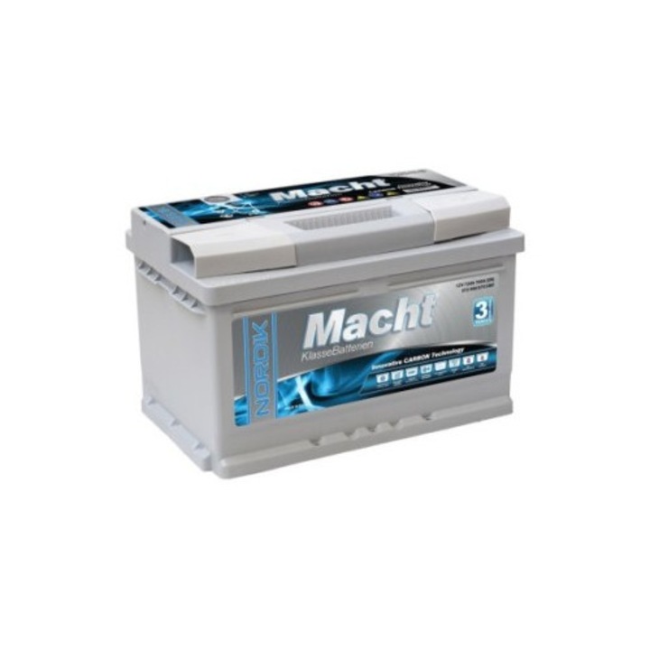 Autóakkumulátor, Macht NORDIK 12V 72Ah, 700 A, 278x175x175mm