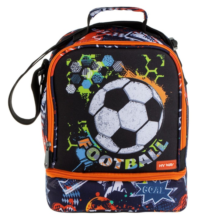 Geanta Izoterma cu 2 Compartimente Neagra Minge de Fotbal - My Way