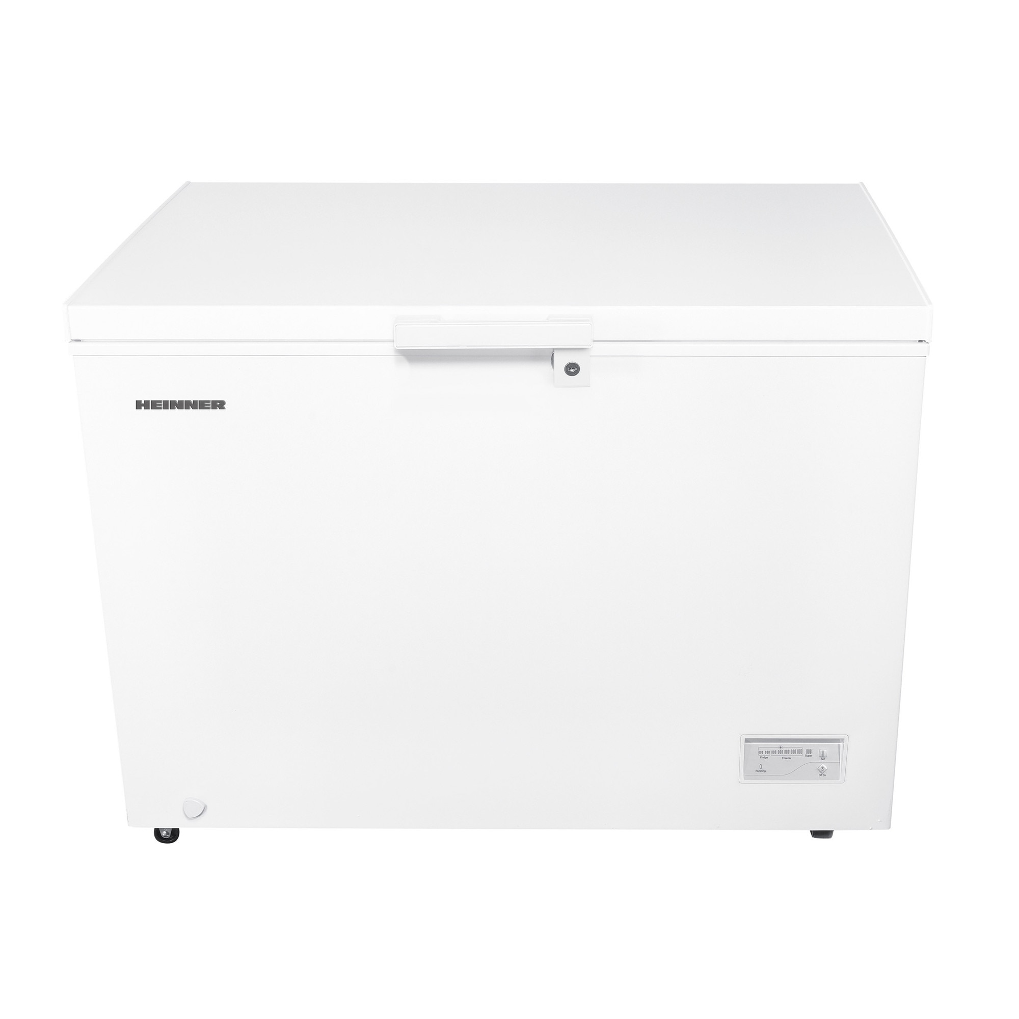 Lada frigorifica Heinner HCF-HM308INVCD, 308 l, Clasa D, Compresor inverter, Control electronic, Convertibila frigider/congelator, 2 cosuri, Maner cu incuietoare, Rezistenta la fri