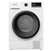 Uscator de rufe Heinner HHPD-M8N13PBKE++, Pompa de caldura, 8 kg, 16 programe, Clasa E, Display LED, Functie anti-sifonare, Lumina cuva, Indicator curatare filtru scame, Indicator rezervor colectare apa plin, Blocare acces copii, Alb