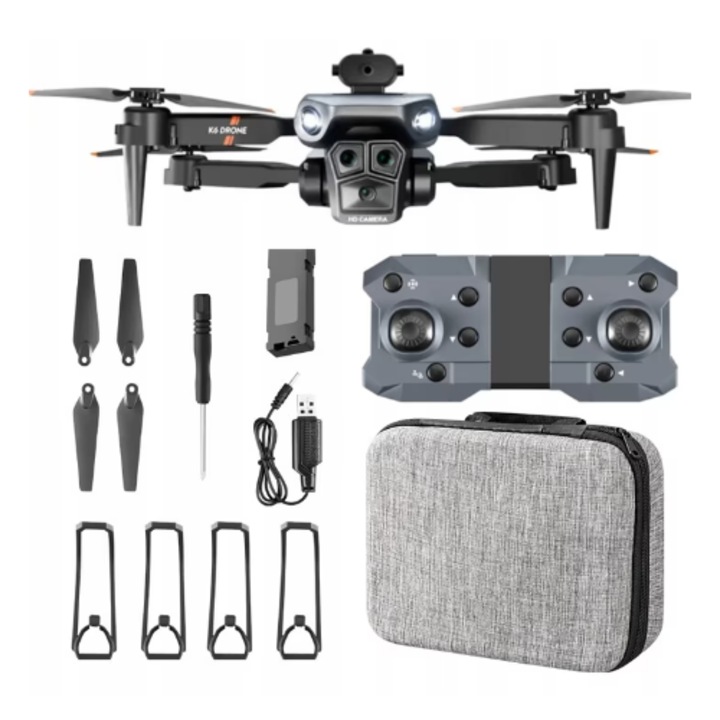 Drona K6 cu Efecte Luminoase Functie de rotire 360°