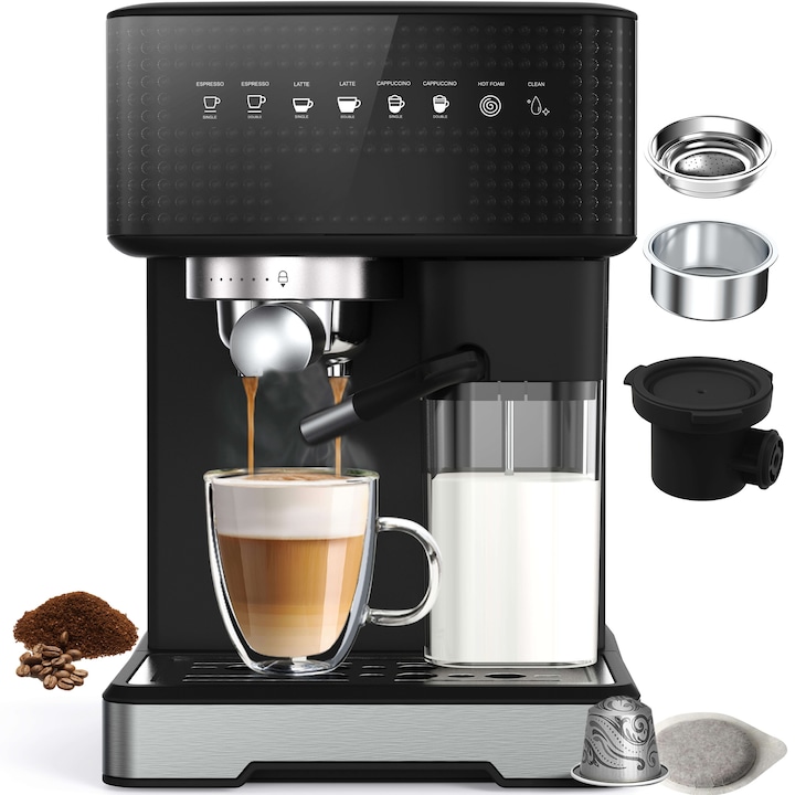 Espressor manual De'Longhi La Specialista Arte Evo EC9255.T, 1.7 L, 15 bar, 1550 W, 15 setari de rasnire, tehnologie Cold Extraction, argintiu inchis