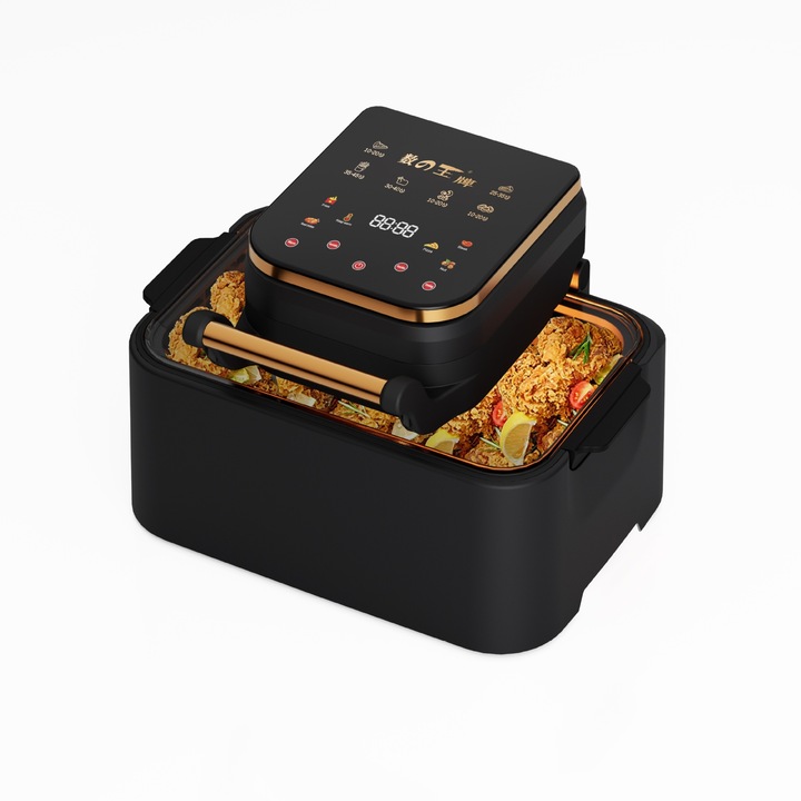 Elektromos sütő, 1700W, 220V, 12L űrtartalom, LED digitális kijelző, 200°C, időzítő funkció, betekintő ablak, érintős vezérlés, 400x280x300mm, fekete