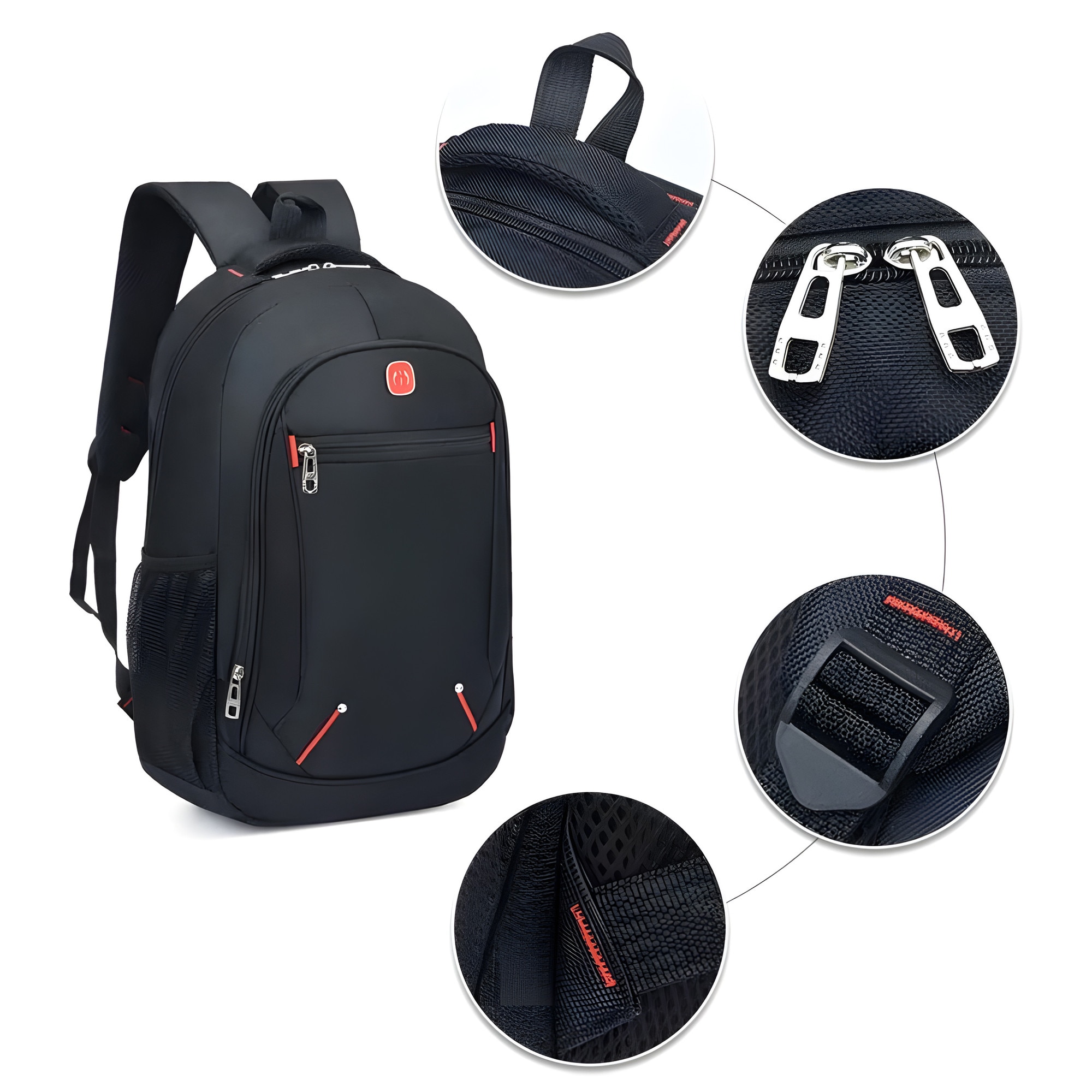 Rucsac pentru Laptop RETOO Glam, Material Oxford, Impermeabil, Fermoar, Capacitate 30 L, Destinatie Scoala, Serviciu, Calatorie, Negru